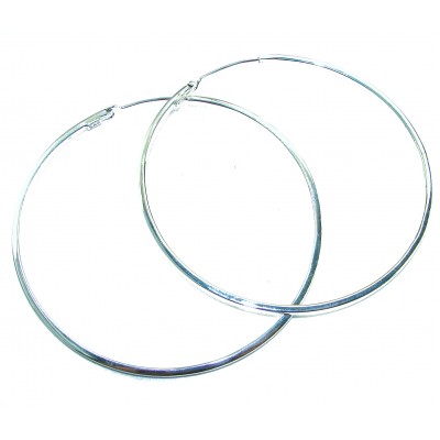 Oversized 3 3/4 inches long .925 Sterling Silver handmade Hoop Earrings