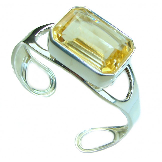 Luxurious Genuine 41.2.6 CARAT Lemon Quartz .925 Sterling Silver handcrafted Bracelet / Cuff