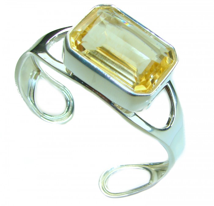 Luxurious Genuine 41.2.6 CARAT Lemon Quartz .925 Sterling Silver handcrafted Bracelet / Cuff
