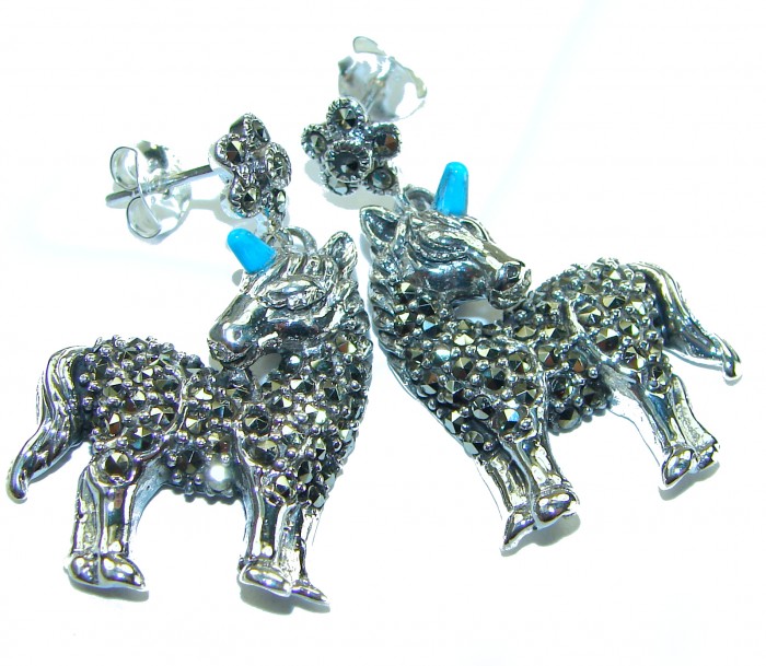 My sweet Unicorns Marcasite .925 Sterling Silver handmade Earrings