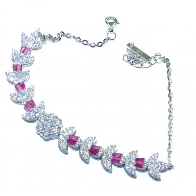 Art Deco - Luxurious natural 4.5 carat Ruby .925 Silver handcrafted bracelet