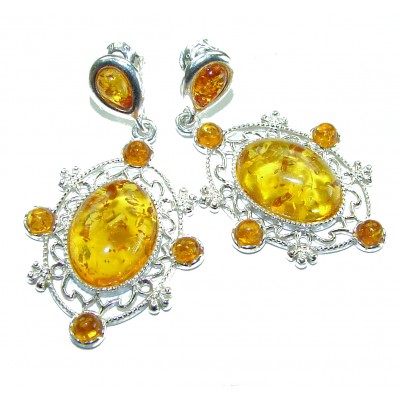Natural Amber .925 Sterling Silver handmade earrings