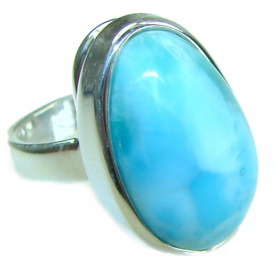 Captivating allure of Genuine AAAA Caribbean Larimar .925 Sterling Silver handcrafted STATEMENT ring size 7 adjustable