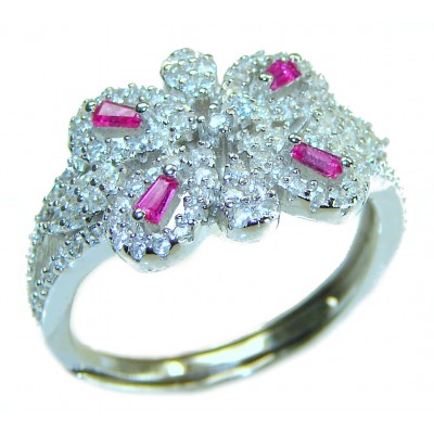Pure Luxury 4.2 carat natural Ruby .925 Sterling Silver handmade Statement Sterling Silver ring size 6 3/4