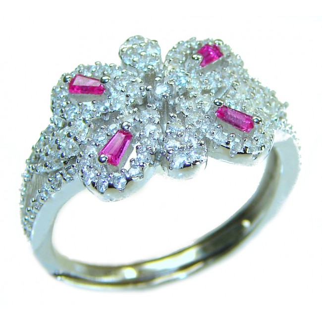 Pure Luxury 4.2 carat natural Ruby .925 Sterling Silver handmade Statement Sterling Silver ring size 6 3/4