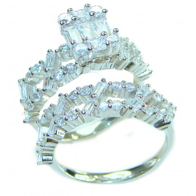 8.8 carat White Topaz .925 Sterling Silver brilliantly handcrafted stack ring s. 5