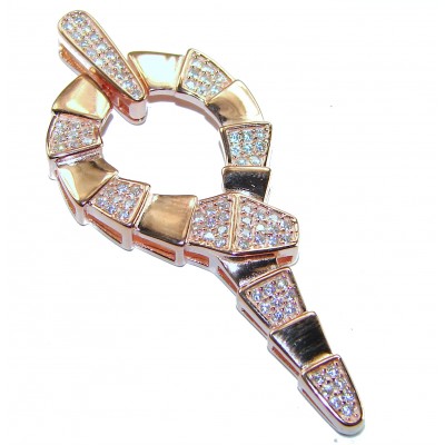 Cleopatra - The Egyptian Cobra White Sapphire 18K Rose Gold over .925 Sterling Silver Pendant