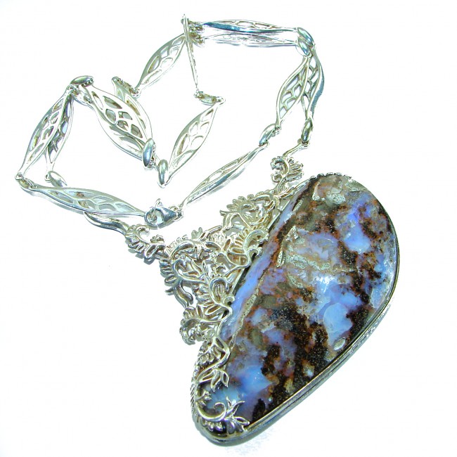 Back to nature Australian Boulder Opal .925 Sterling Silver brilliantly handcrafted necklace