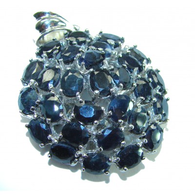 Penelope Authentic 23.5 carat faceted Sapphire .925 Sterling Silver handcrafted Statement Pendant