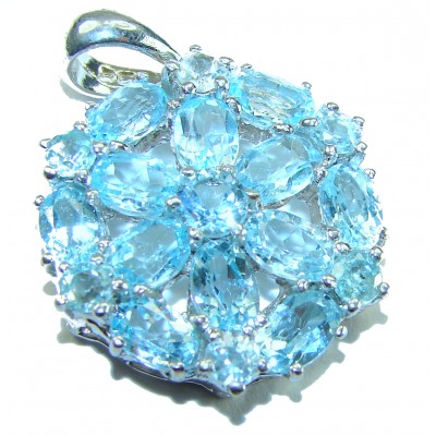 Atlantica 10.5 carat Swiss Blue Topaz .925 Sterling Silver Handcrafted pendant