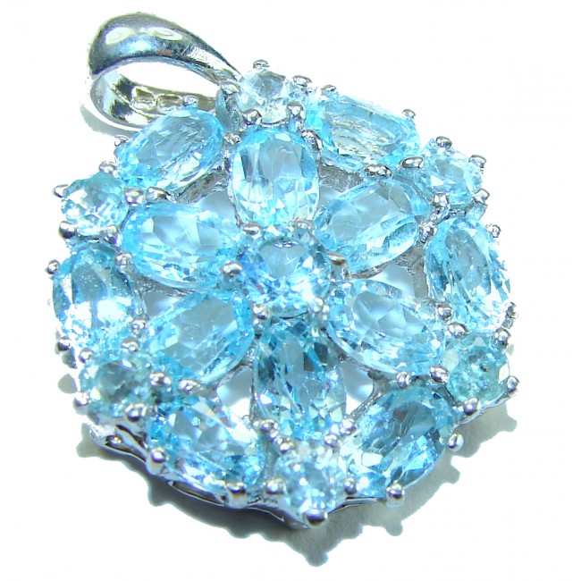 Atlantica 10.5 carat Swiss Blue Topaz .925 Sterling Silver Handcrafted pendant
