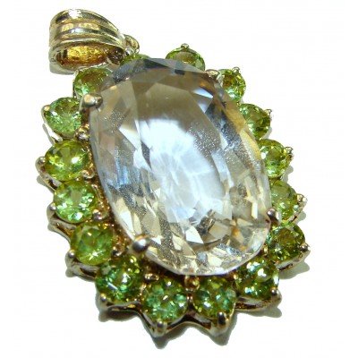 Luxury genuine 18.5 CARAT Champagne Topaz Peridot .925 Sterling Silver handmade Pendant