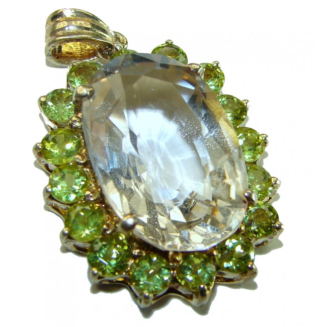 Luxury genuine 18.5 CARAT Champagne Topaz Peridot .925 Sterling Silver handmade Pendant
