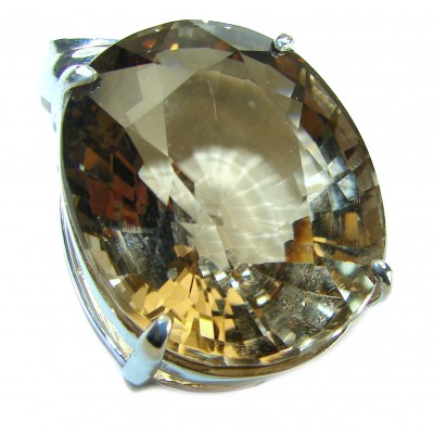 Penelope - Large- 59.5 carat carved Smoky Topaz .925 Sterling Silver handmade Pendant