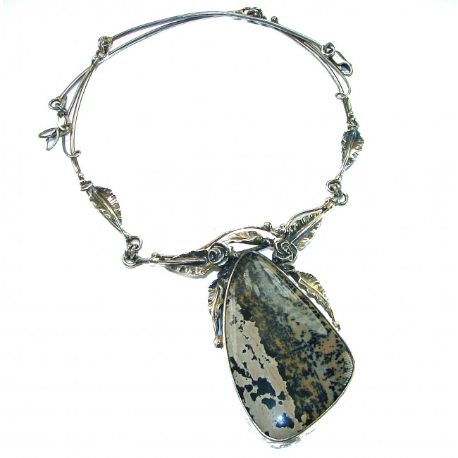 Nature Inspired genuine Ocean Jasper .925 Sterling Silver handmade necklace