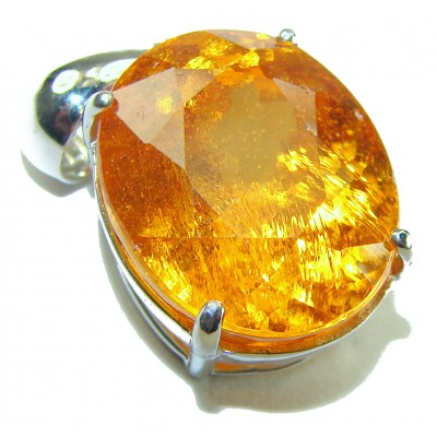 Unique design 10.2 yellow Sapphire .925 Sterling Silver handmade Pendant