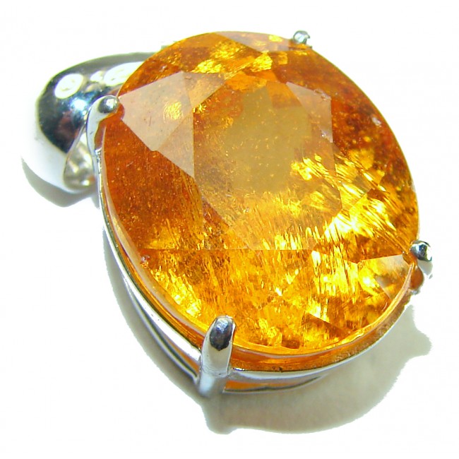 Unique design 10.2 yellow Sapphire .925 Sterling Silver handmade Pendant