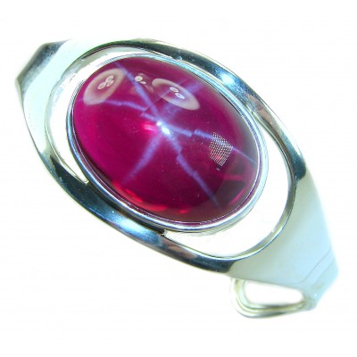Bellezza Genuine 31.5 CARAT Star Ruby .925 Sterling Silver HUGE Bracelet / Cuff