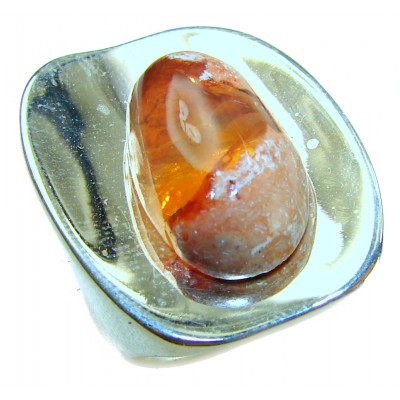 Large Authentic Mexican Opal .925 Sterling Silver handcrafted ring size 7 1/4