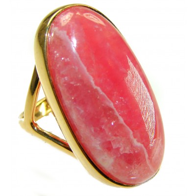 Large top quaity Argentinian Rhodochrosite 18K Gold over .925 Sterling Silver handmade ring size 7 1/2