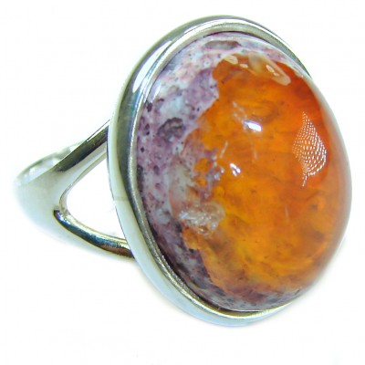 Queen of Fire best quality 10.4 carat Mexican Opal .925 Sterling Silver handmade ring 6 3/4