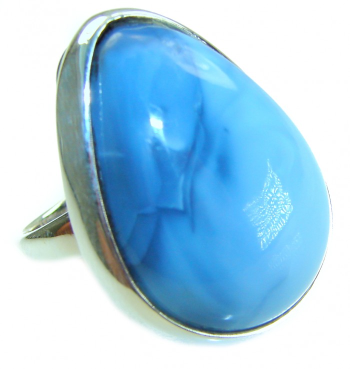 Fancy Style Angelite .925 Sterling Silver Ring s. 7 adjustable