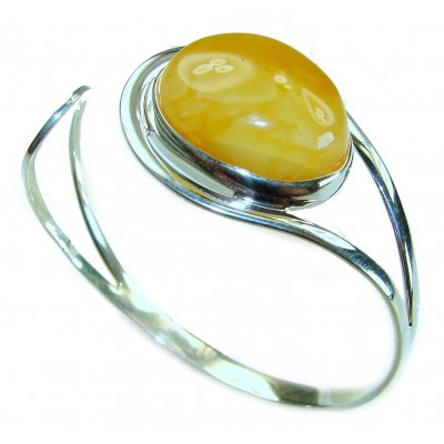 Vintage Design 21.8 grams Genuine Butterscotch Polish Amber .925 Sterling Silver handmade Bracelet / Cuff