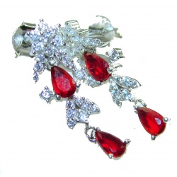 Beauty of Nature- natural 4.5 carat Ruby .925 Sterling Silver handmade Statement Earrings