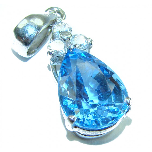 Atlantica 8.5 carat Swiss Blue Topaz .925 Sterling Silver Handcrafted pendant