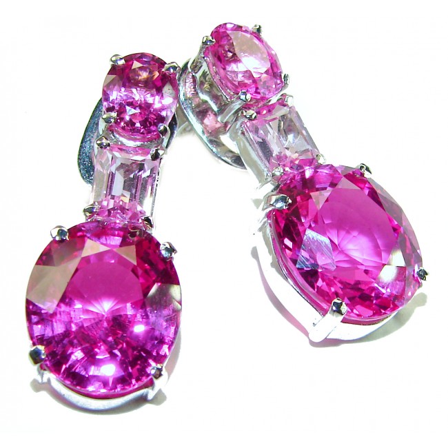 Tiffany - Magnificent Pink 18.5 carat Pink Sapphire .925 Sterling Silver handcrafted Earrings