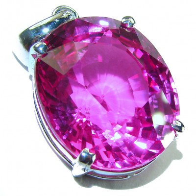 Pink Rose - Oval cut 22.4 carat Pink Sapphire .925 Sterling Silver handcrafted pendant