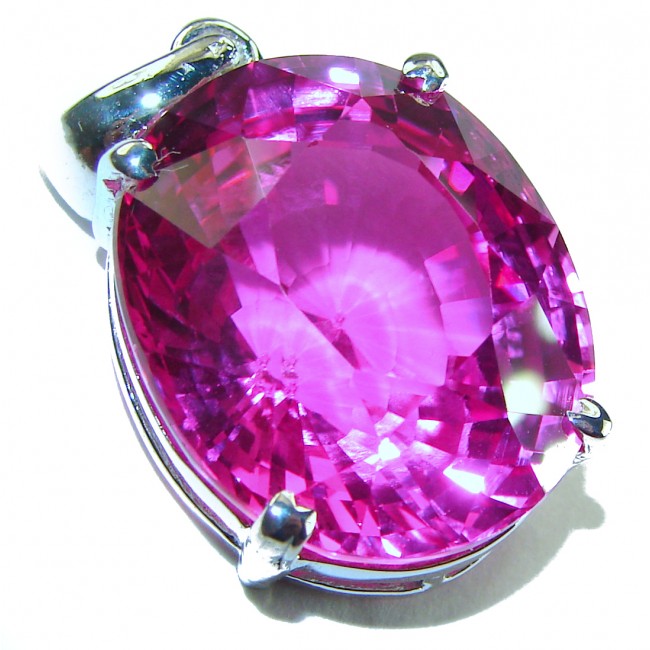 Pink Rose - Oval cut 22.4 carat Pink Sapphire .925 Sterling Silver handcrafted pendant
