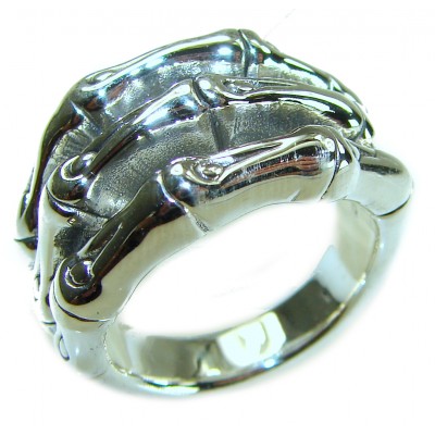 Bamboo Textured Italy Made Silver Sterling Silver ring s. 8