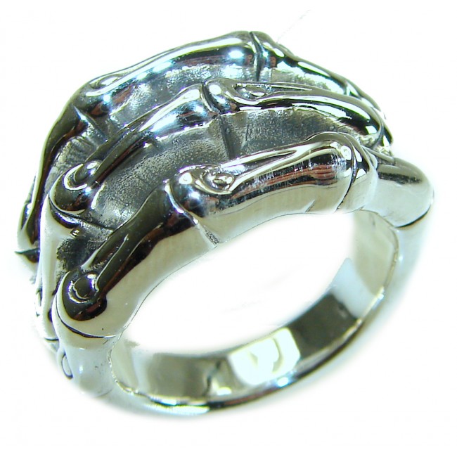 Bamboo Textured Italy Made Silver Sterling Silver ring s. 8