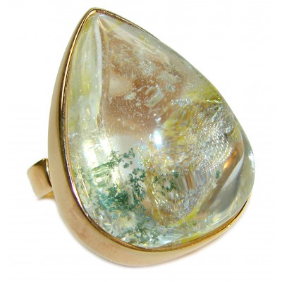 Magic genuine Phantom Quartz 18K Gold over .925 Sterling Silver handmade Cocktail Ring s. 8 adjustable