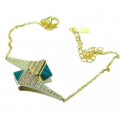 Outstanding authentic 7.2 carat Malachite 18K Gold over .925 Sterling Silver .925 Sterling Silver handcrafted Bracelet
