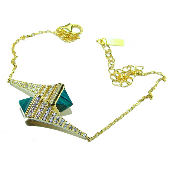 Outstanding authentic 7.2 carat Malachite 18K Gold over .925 Sterling Silver .925 Sterling Silver handcrafted Bracelet