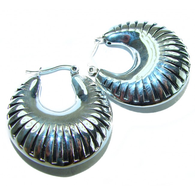 Highly Polished Fancy Modern design .925 Sterling Silver Italy made Earrings