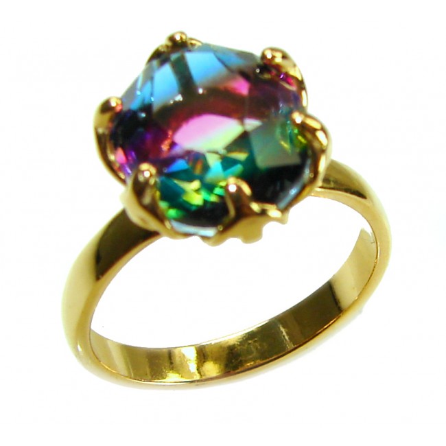 6.8 carat Brazilian Tourmaline 14K Gold over .925 Sterling Silver Perfectly handcrafted Ring s. 7