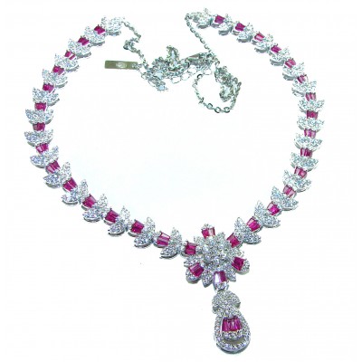 Art Deco - Luxurious natural 22.5 carat Ruby .925 Sterling Silver handmade Statement necklace