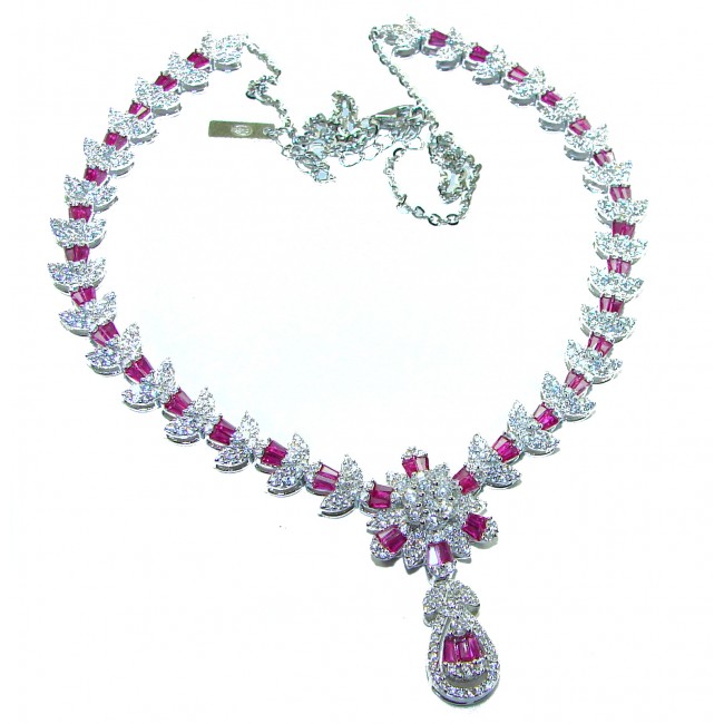 Art Deco - Luxurious natural 22.5 carat Ruby .925 Sterling Silver handmade Statement necklace