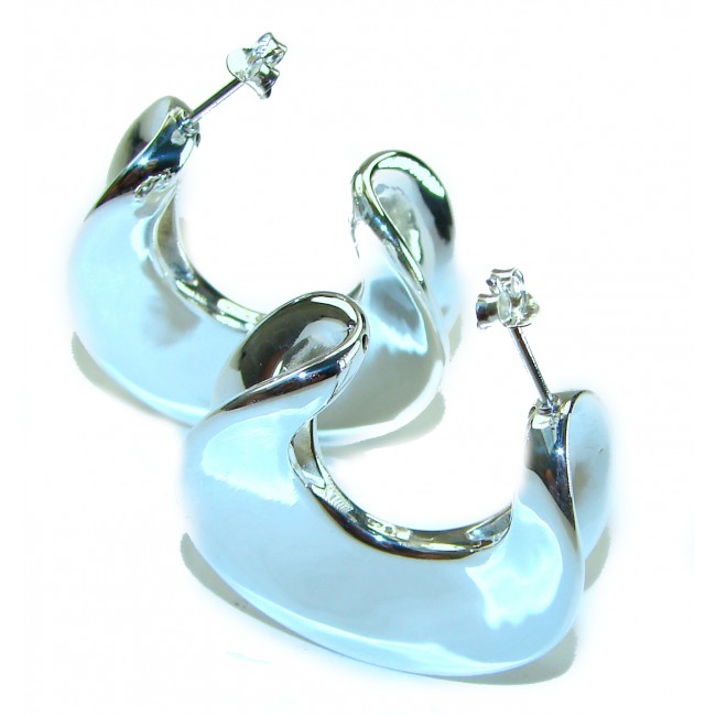 LARGE - EXTRAVAGANZA - Highly Polished Fancy .925 Sterling Silver Italy made Earrings