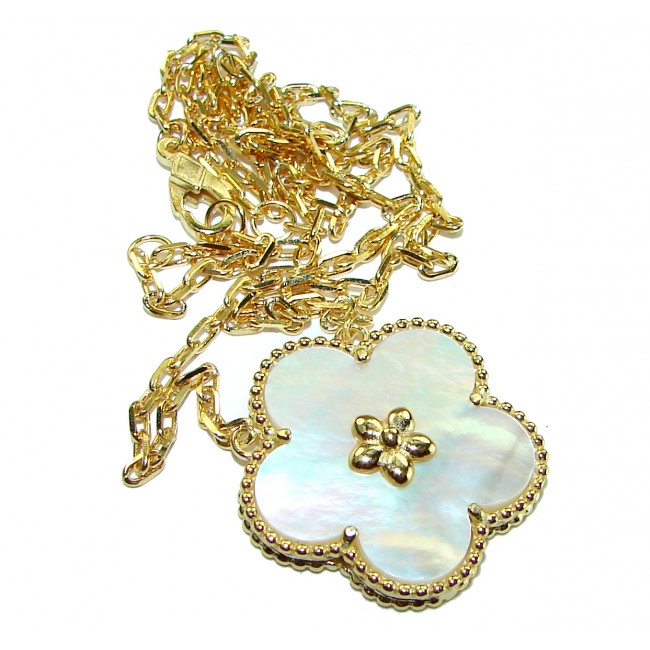 Precious Flower natural creamy Blister Pearl 14K Gold over .925 Sterling Silver Necklace
