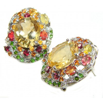 Olivia - Exclusive 12.2 CARAT authentic Citrine .925 Sterling Silver handmade Earrings