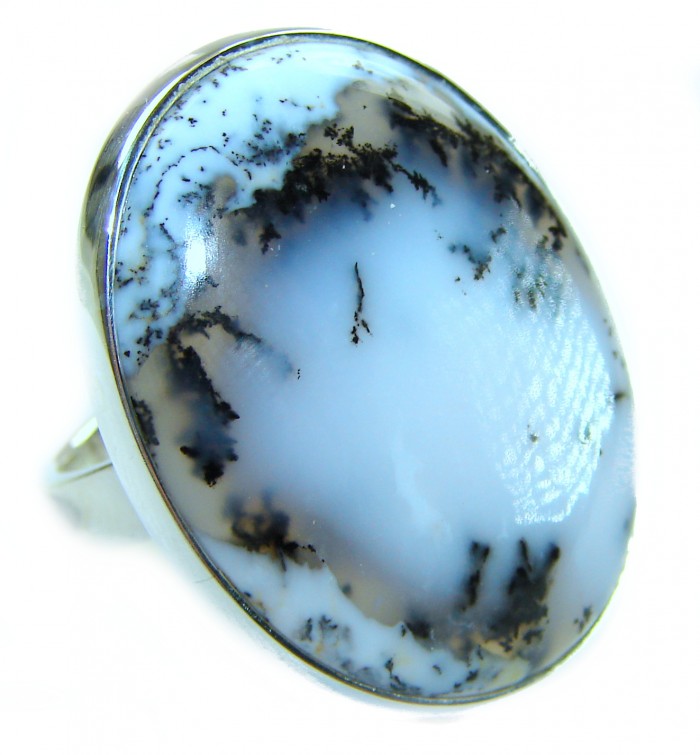Top Quality Dendritic Agate .925 Sterling Silver handcrafted Ring s. 7 adjustable