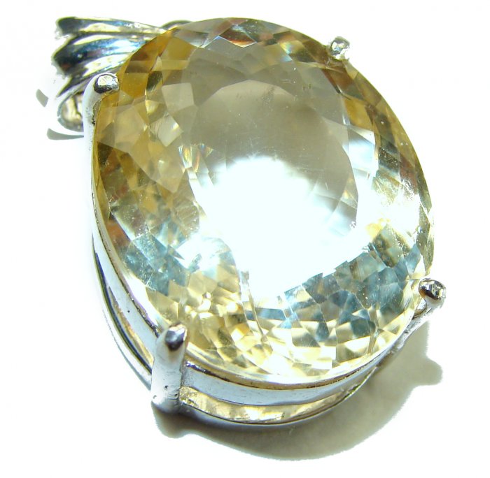 Perfection Oval cut 23.3 carat Lemon Quartz .925 Sterling Silver handcrafted pendant - video