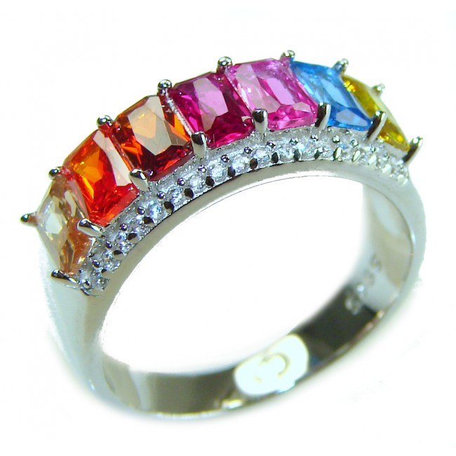Colors of the Earth 4.9 carat Topaz .925 Sterling Silver handcrafted Large ring size 6