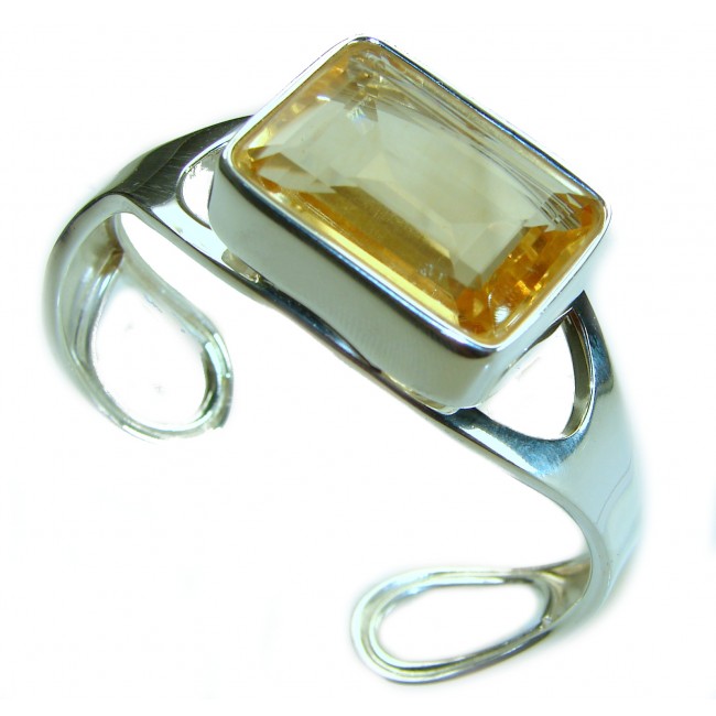 Luxurious Genuine 48.9 CARAT Lemon Quartz .925 Sterling Silver handcrafted Bracelet / Cuff