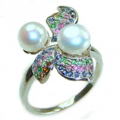 White Flower Blister Pearl .925 Sterling Silver brilliantly handcrafted ring s. 9