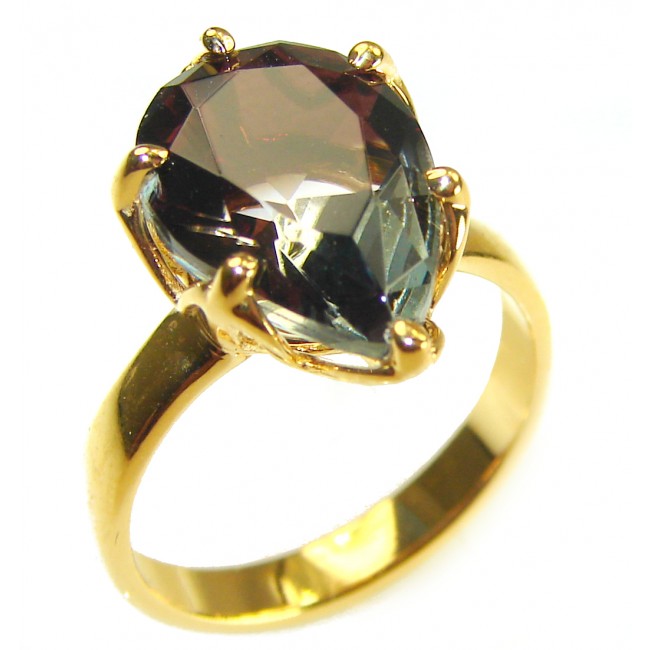 7.9 carat pear cut Brazilian Tourmaline 14K Gold over .925 Sterling Silver Perfectly handcrafted Ring s. 6 1/4